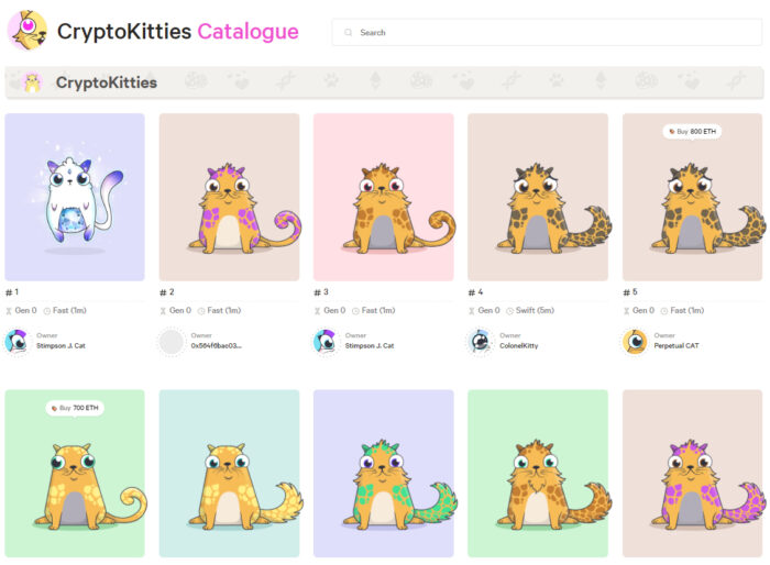cryptokittie catalogue